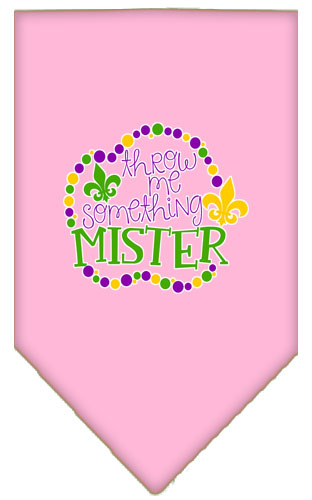 Throw me Something Screen Print Mardi Gras Bandana Light Pink Large